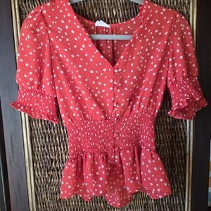 Sienna Sky Red Floral Smocked Blouse